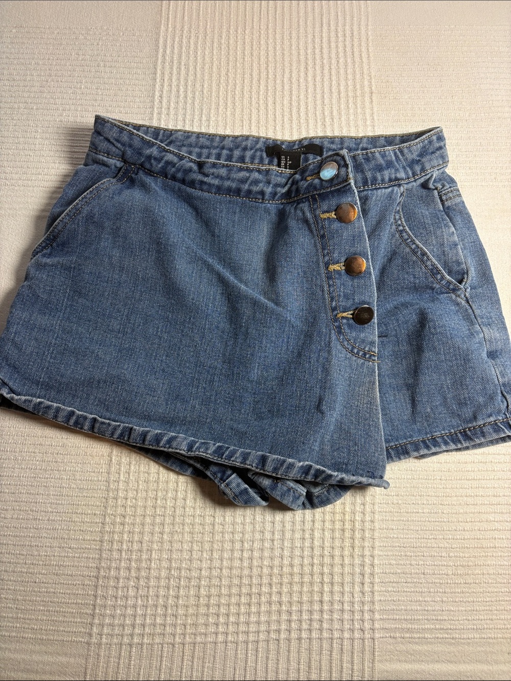 Forever 21 Light Blue Denim Button Skort
